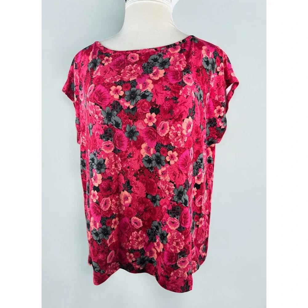 ✨2/$20 Talbots Floral Cap Sleeve Top Stretchy Knit 3Xp Plus Size 3X Petite - Picture 2 of 11